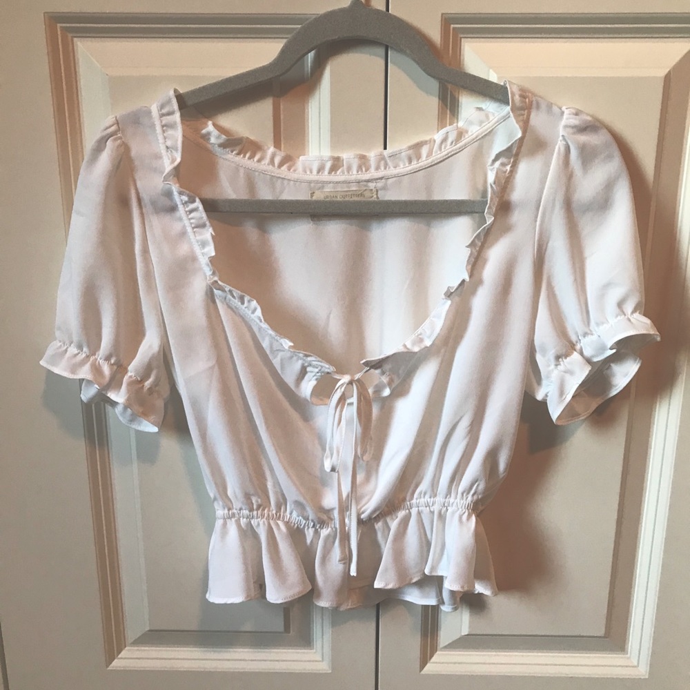 Urban Outfitters sheer puff sleeve crop top